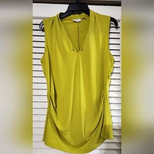 Green Cap Sleeve New York & Company V-Neck Blouse